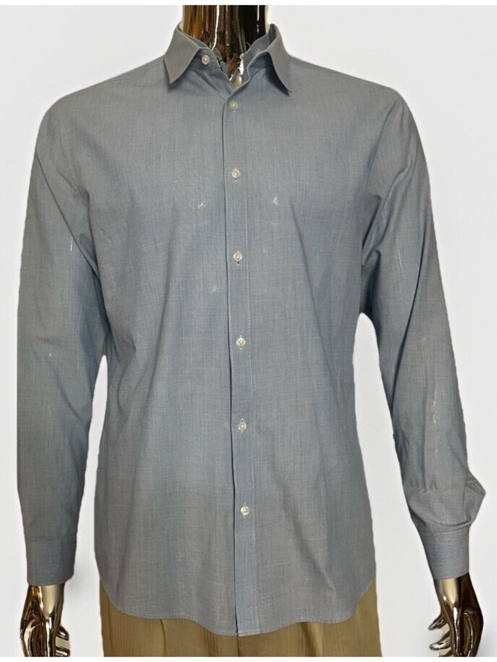 H&M Easy Iron Slim Fit Long Sleeve Button Down Dress Shirt Blue Men’s L